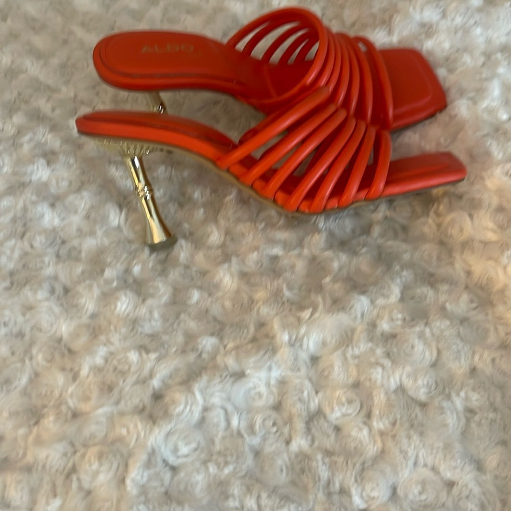 Aldo orange heeled mules